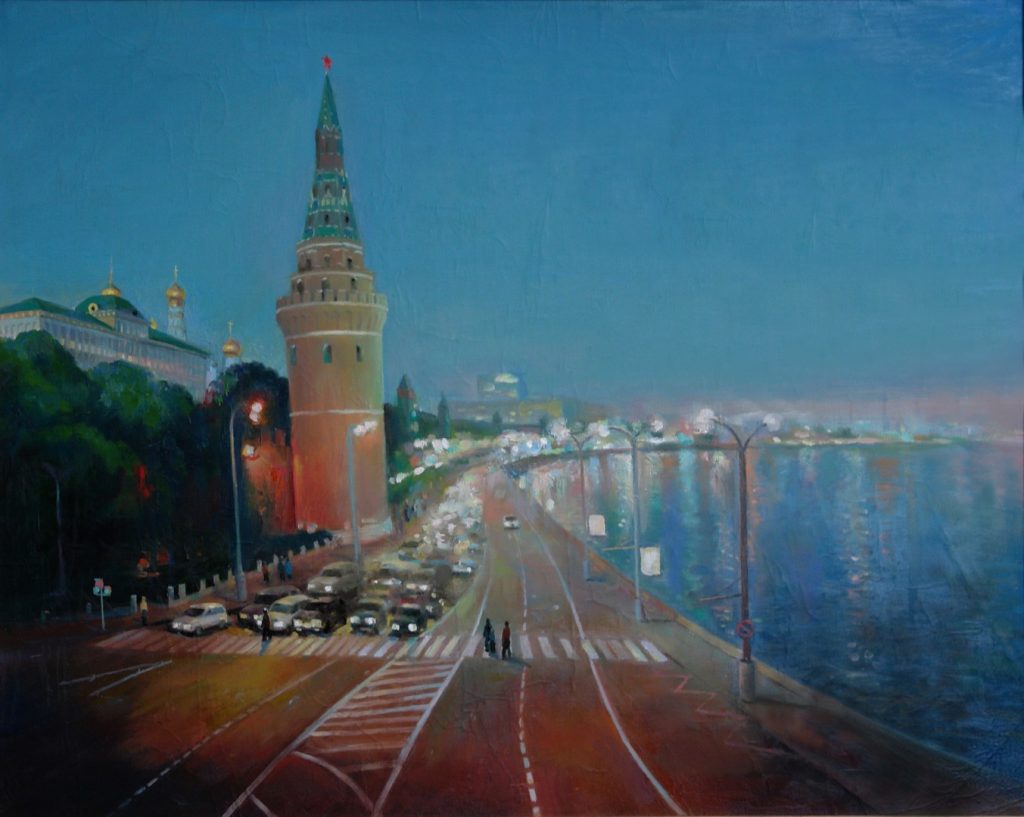 Вид на Кремль вечером. Дроздов С.А. Холст, масло, 55х75. 2006 г.
