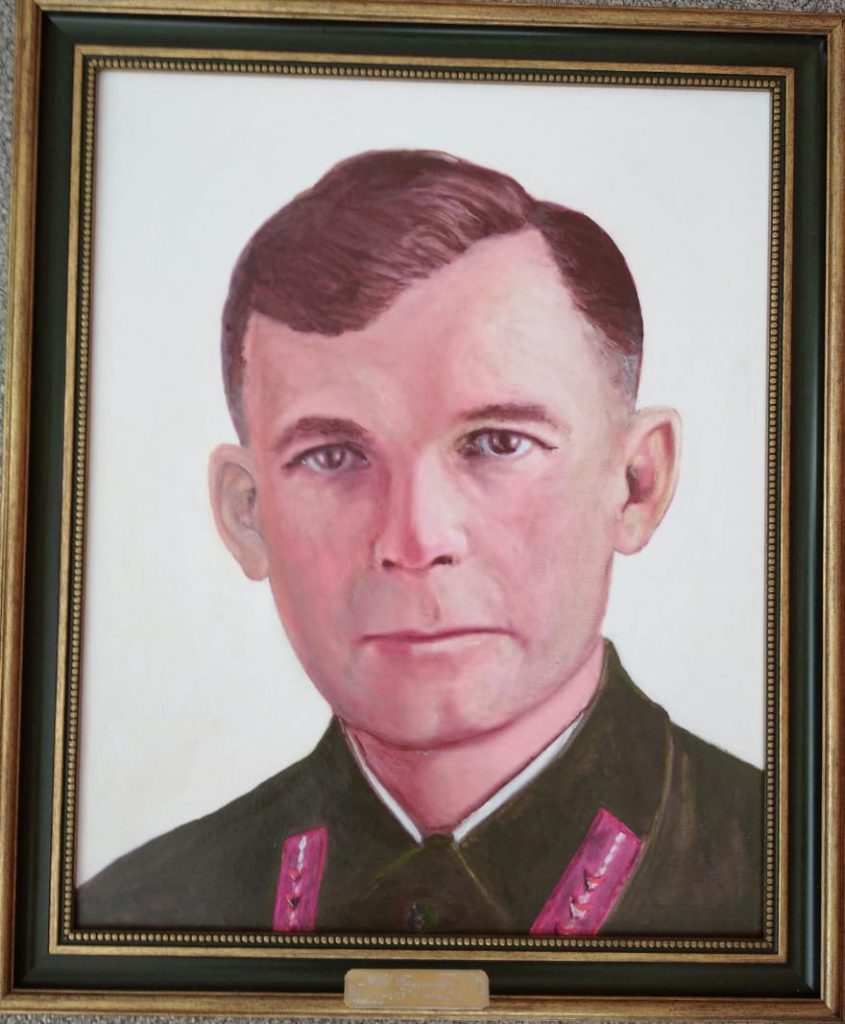 Портрет легендарного контрразведчика, участника ВОВ, защитника Крыма, жителя села Ивановка Амурской области Александра Галушкина.